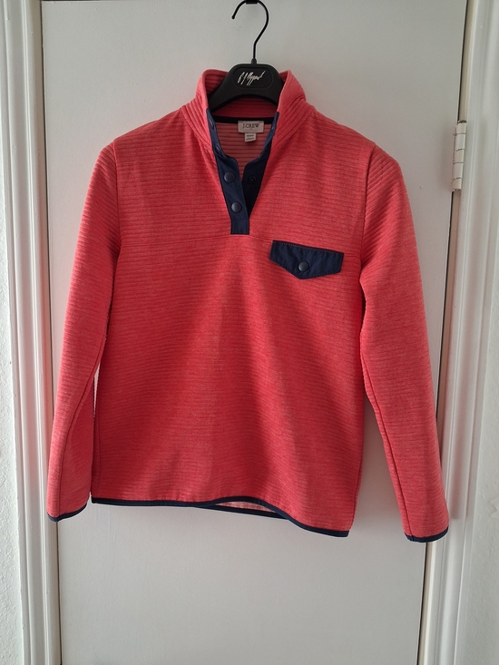 J. Crew Tops - J. Crew Coral Pink Top with Navy Trim
